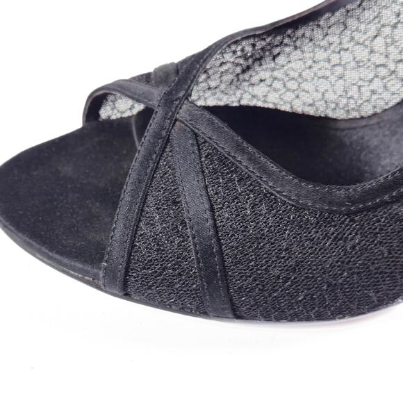 Nina Women’s Heels Romantic Wedding Guest Lace Peep Toe Black Stiletto Size 7.5 - Picture 4 of 8